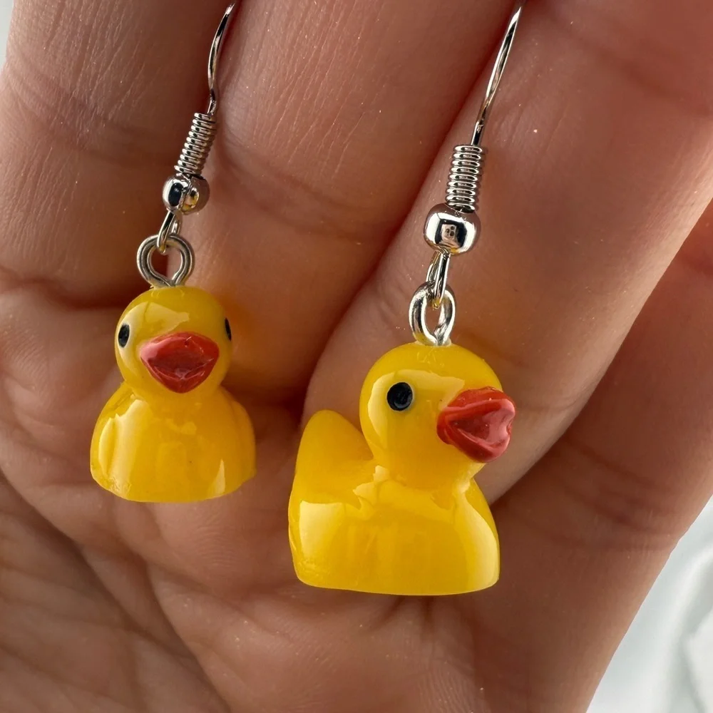 Cute Yellow Duck Earrings – Fun Kawaii Dangle
